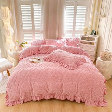 91家纺网 家纺一手货源 找家纺 （总）仟网汇 2022新款韩式棉羊毛牛奶绒四件套