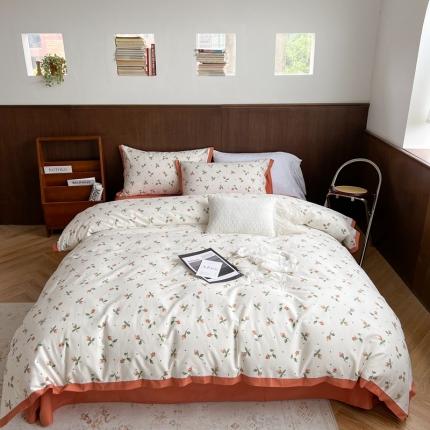 91家纺网 家纺一手货源 找家纺 柚子 2022新款全棉水洗棉四件套 初见