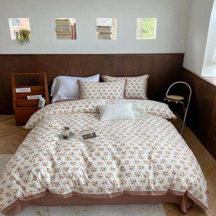 91家纺网 家纺一手货源 找家纺 柚子 2022新款全棉水洗棉四件套 秋蝶