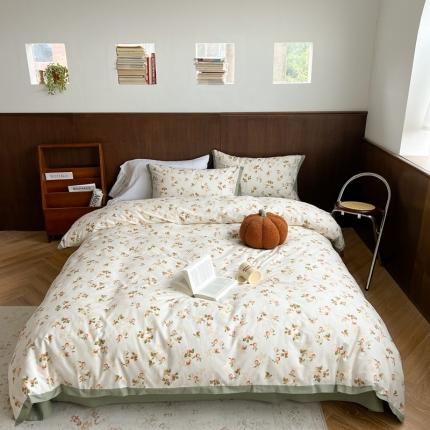 91家纺网 家纺一手货源 找家纺 柚子 2022新款全棉水洗棉四件套 桃满园