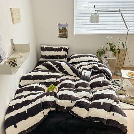 91家纺网 家纺一手货源 找家纺 （总）柚子 2022新款现代空间牛奶绒四件套