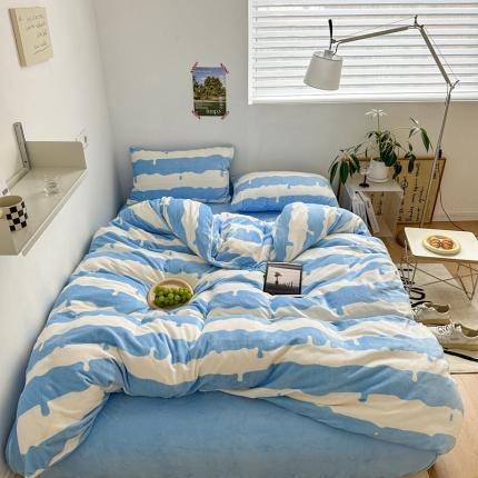 91家纺网 家纺一手货源 找家纺 （总）柚子 2022新款现代空间牛奶绒四件套