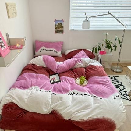 91家纺网 家纺一手货源 找家纺 （总）柚子 2022新款现代空间牛奶绒四件套