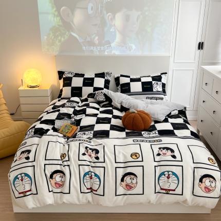 91家纺网 家纺一手货源 找家纺 （总）柚子 2022新款正版哆啦A梦牛奶绒四件套