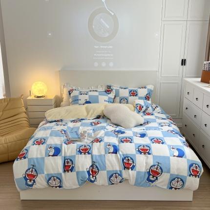 91家纺网 家纺一手货源 找家纺 （总）柚子 2022新款正版哆啦A梦牛奶绒四件套