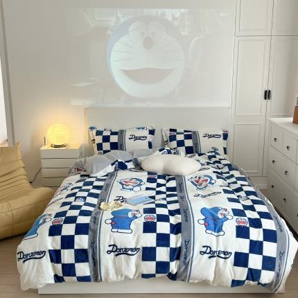 91家纺网 家纺一手货源 找家纺 （总）柚子 2022新款正版哆啦A梦牛奶绒四件套