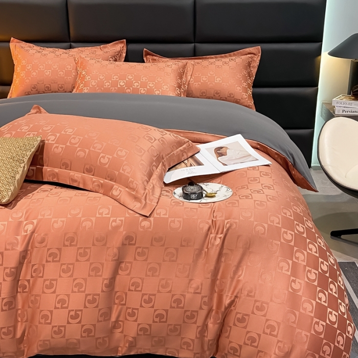 91家纺网 家纺一手货源 找家纺 遇见家居生活馆 2023新款水洗贡缎提花四件套 柏林-焦糖