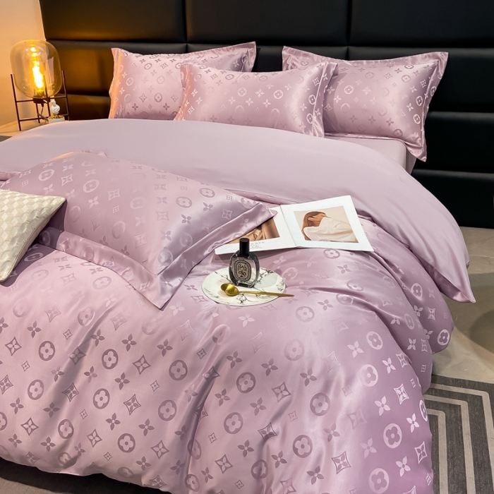 91家纺网 家纺一手货源 找家纺 遇见家居生活馆 2023新款水洗贡缎提花四件套 柏林-罗兰紫