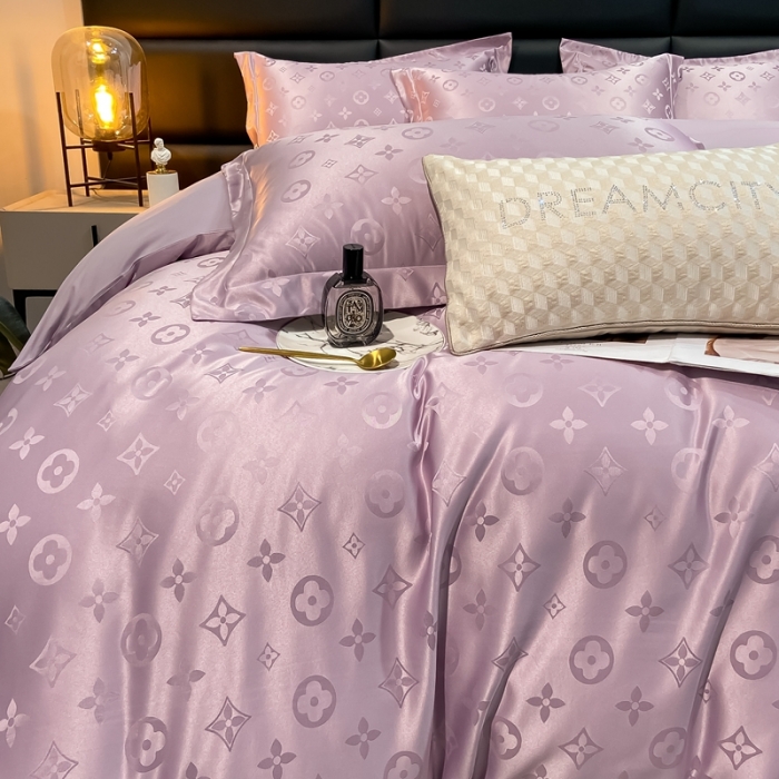 91家纺网 家纺一手货源 找家纺 遇见家居生活馆 2023新款水洗贡缎提花四件套 柏林-罗兰紫