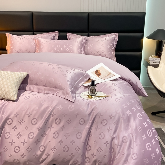 91家纺网 家纺一手货源 找家纺 遇见家居生活馆 2023新款水洗贡缎提花四件套 柏林-罗兰紫