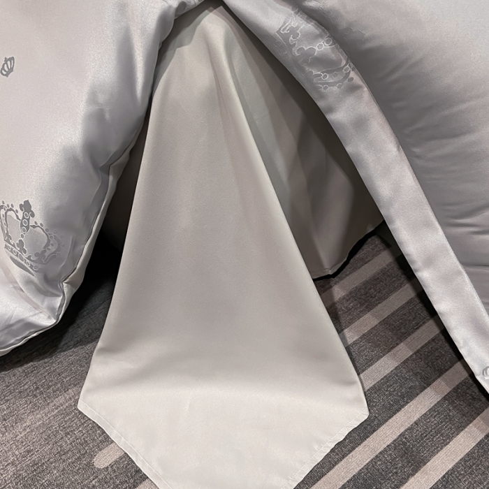 91家纺网 家纺一手货源 找家纺 遇见家居生活馆 2023新款水洗贡缎提花四件套 柏林-浅灰