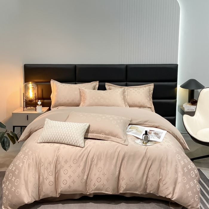 91家纺网 家纺一手货源 找家纺 遇见家居生活馆 2023新款水洗贡缎提花四件套 柏林-香槟金