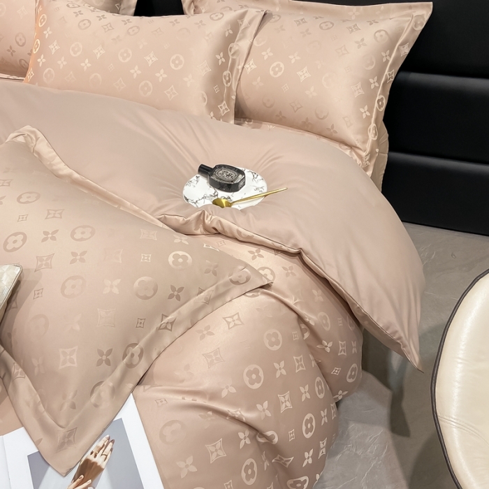 91家纺网 家纺一手货源 找家纺 遇见家居生活馆 2023新款水洗贡缎提花四件套 柏林-香槟金