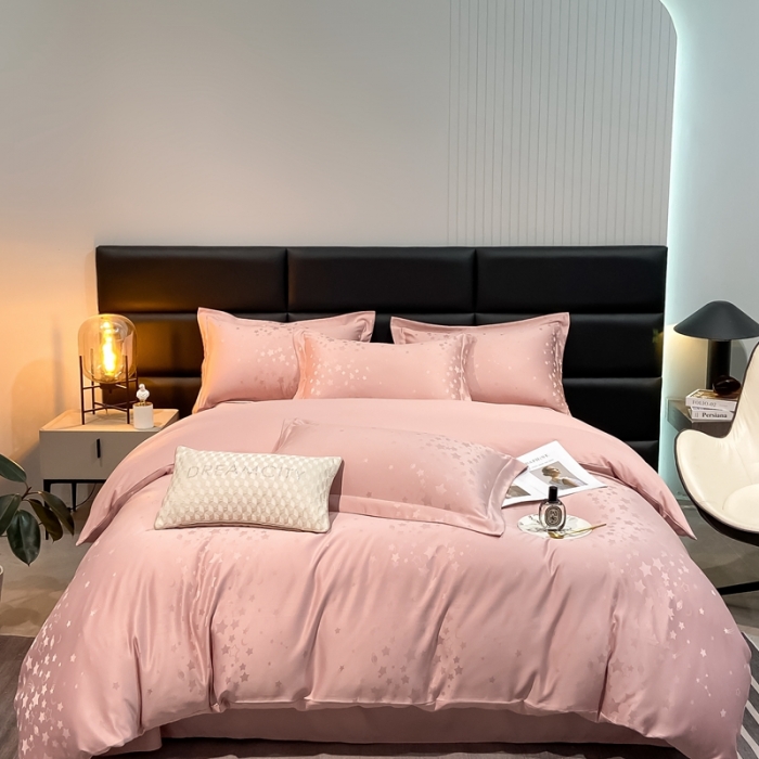 91家纺网 家纺一手货源 找家纺 遇见家居生活馆 2023新款水洗贡缎提花四件套 柏林-星粉