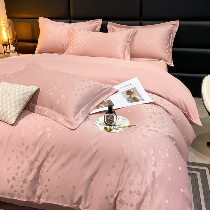 91家纺网 家纺一手货源 找家纺 遇见家居生活馆 2023新款水洗贡缎提花四件套 柏林-星粉