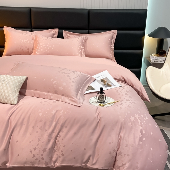 91家纺网 家纺一手货源 找家纺 遇见家居生活馆 2023新款水洗贡缎提花四件套 柏林-星粉