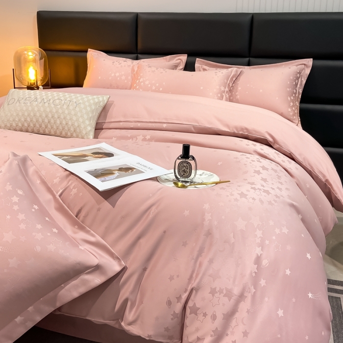 91家纺网 家纺一手货源 找家纺 遇见家居生活馆 2023新款水洗贡缎提花四件套 柏林-星粉