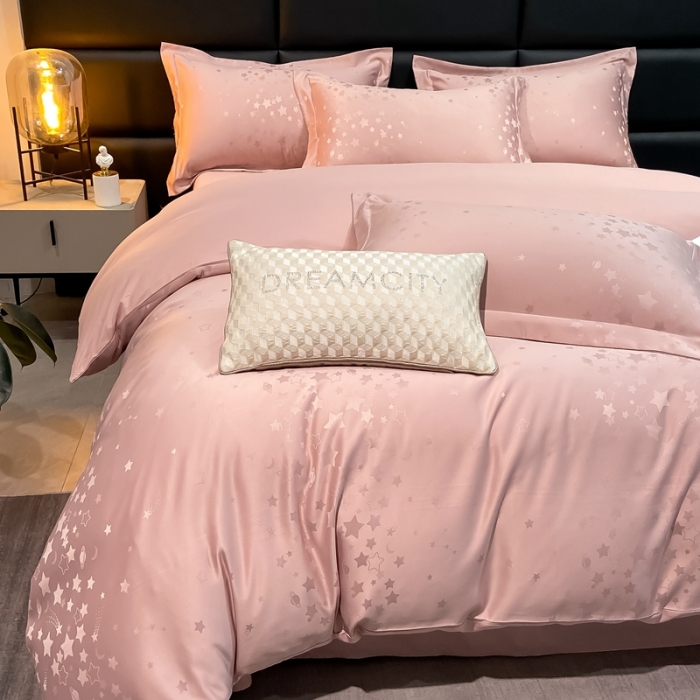 91家纺网 家纺一手货源 找家纺 遇见家居生活馆 2023新款水洗贡缎提花四件套 柏林-星粉