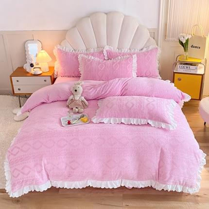 梦之岛 2022韩版塔芙公主压花牛奶绒四件套 塔芙公主-粉