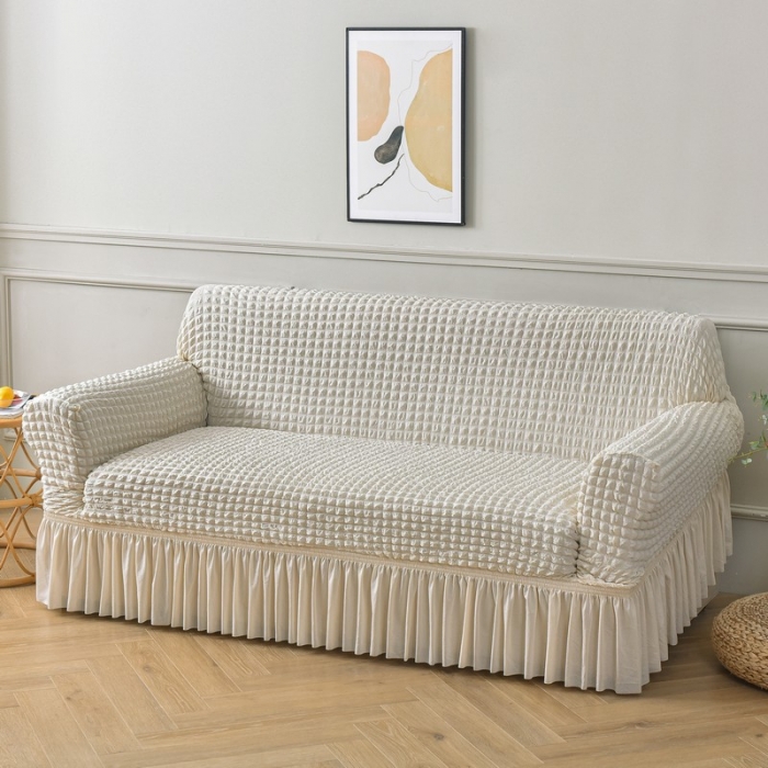 91家纺网 家纺一手货源 找家纺 （总）共鸣 2022新款泡泡纱系列裙摆款双人沙发套