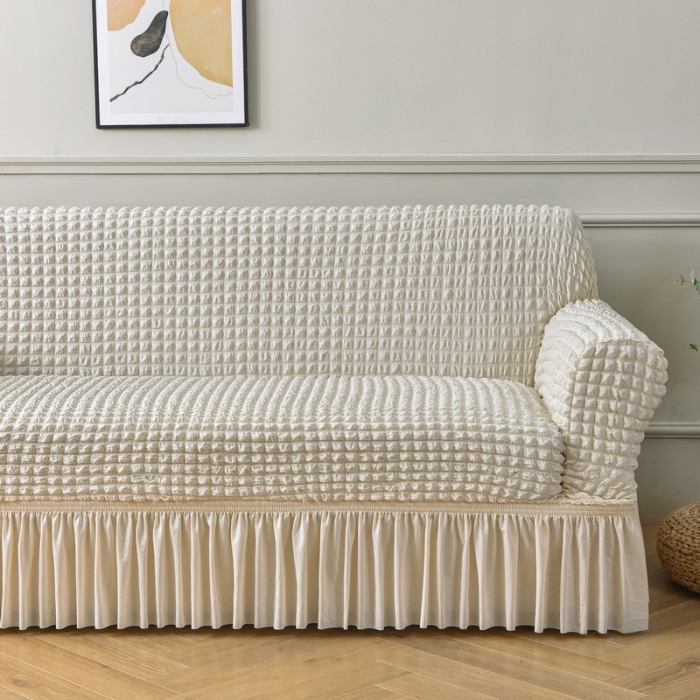 91家纺网 家纺一手货源 找家纺 （总）共鸣 2022新款泡泡纱系列裙摆款双人沙发套