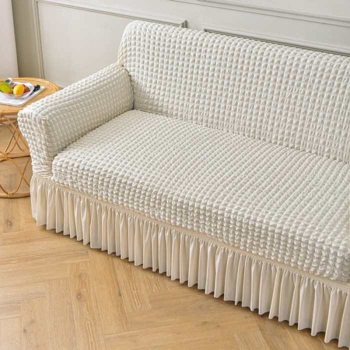 91家纺网 家纺一手货源 找家纺 （总）共鸣 2022新款泡泡纱系列裙摆款双人沙发套