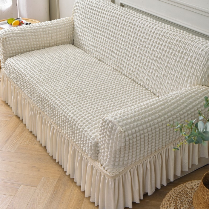 91家纺网 家纺一手货源 找家纺 （总）共鸣 2022新款泡泡纱系列裙摆款双人沙发套