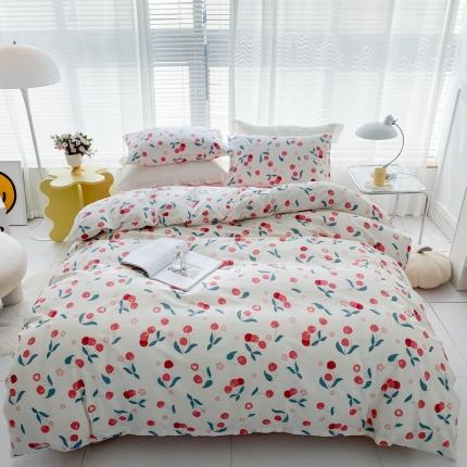 91家纺网 家纺一手货源 找家纺 珺柔 2022新款13070全棉四件套 小樱桃