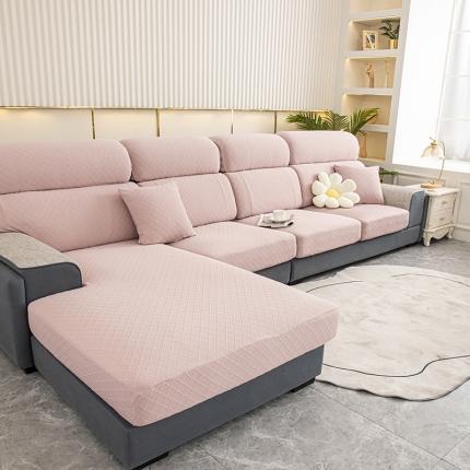 91家纺网 家纺一手货源 找家纺 沐沐 2026新款华夫格沙发笠 华夫格-玫瑰粉