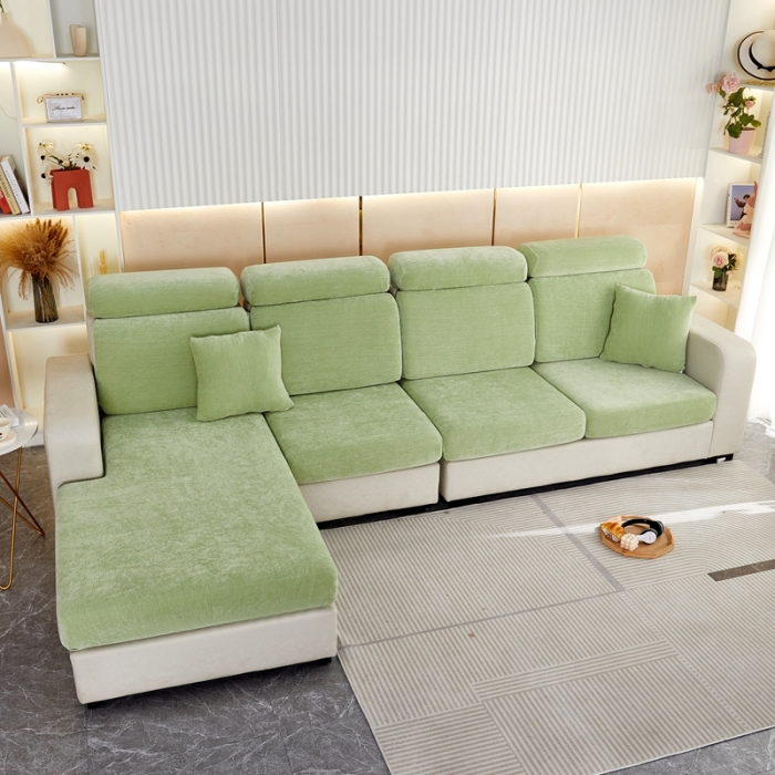 91家纺网 家纺一手货源 找家纺 逐日 2023新款加厚雪尼尔纯色沙发笠 雪尼尔-薄荷绿