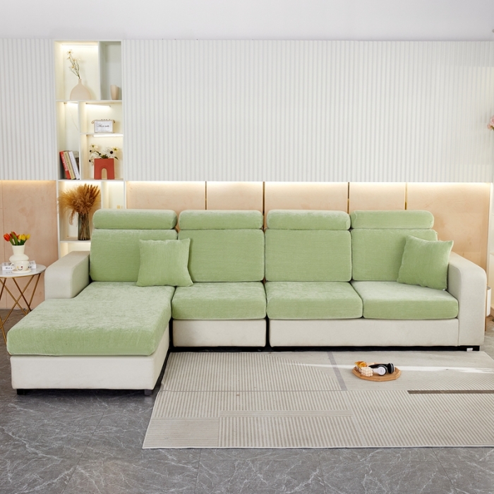 91家纺网 家纺一手货源 找家纺 逐日 2023新款加厚雪尼尔纯色沙发笠 雪尼尔-薄荷绿