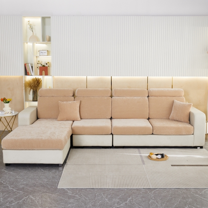 91家纺网 家纺一手货源 找家纺 逐日 2023新款加厚雪尼尔纯色沙发笠 雪尼尔-卡其色