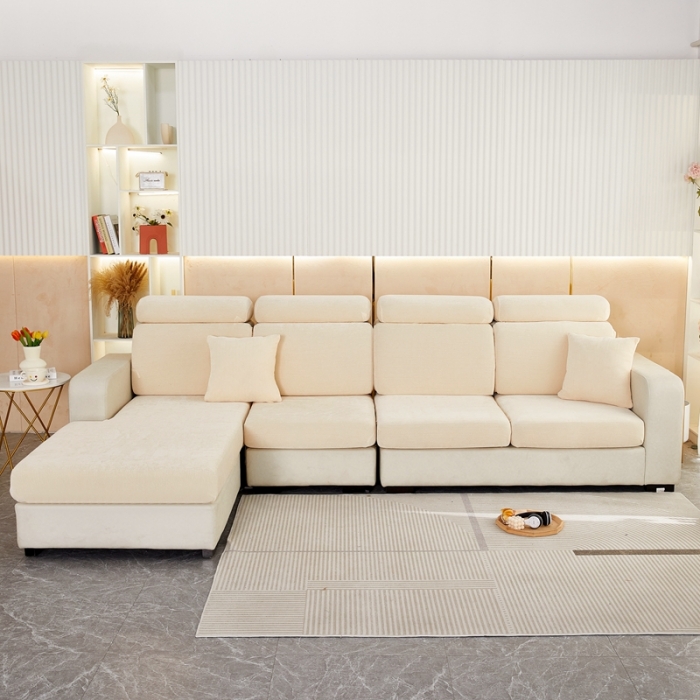 91家纺网 家纺一手货源 找家纺 逐日 2023新款加厚雪尼尔纯色沙发笠 雪尼尔-米黄色