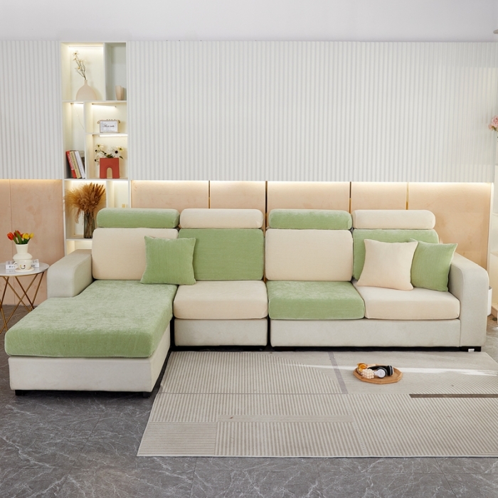 91家纺网 家纺一手货源 找家纺 逐日 2023新款加厚雪尼尔纯色沙发笠 雪尼尔-拼色