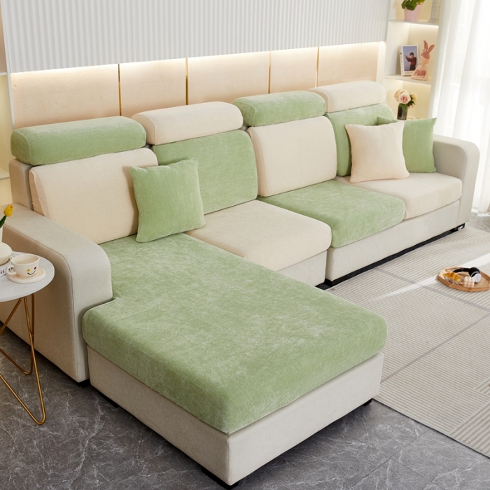 91家纺网 家纺一手货源 找家纺 逐日 2023新款加厚雪尼尔纯色沙发笠 雪尼尔-拼色