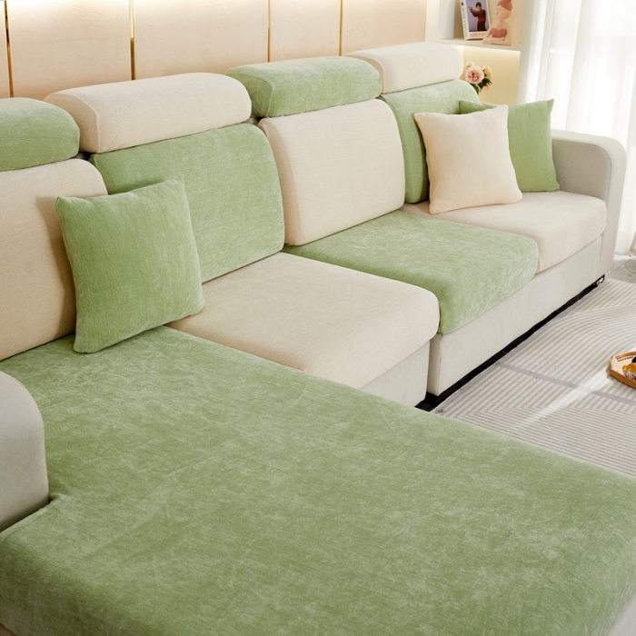 91家纺网 家纺一手货源 找家纺 逐日 2023新款加厚雪尼尔纯色沙发笠 雪尼尔-拼色