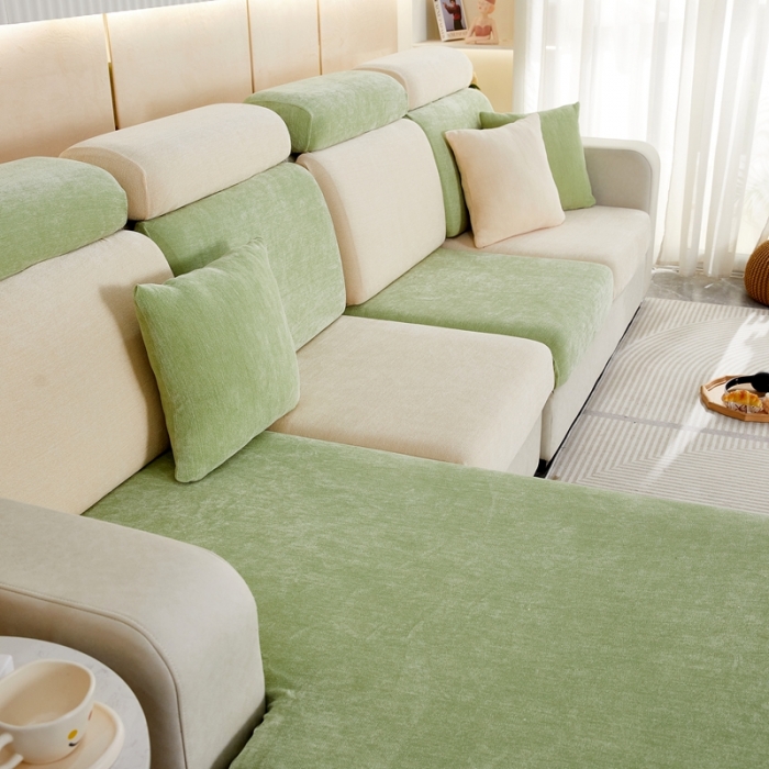 91家纺网 家纺一手货源 找家纺 逐日 2023新款加厚雪尼尔纯色沙发笠 雪尼尔-拼色