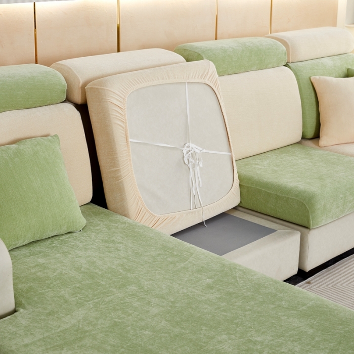 91家纺网 家纺一手货源 找家纺 逐日 2023新款加厚雪尼尔纯色沙发笠 雪尼尔-拼色