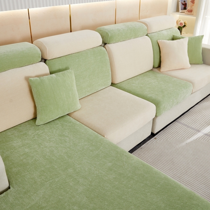 91家纺网 家纺一手货源 找家纺 逐日 2023新款加厚雪尼尔纯色沙发笠 雪尼尔-拼色