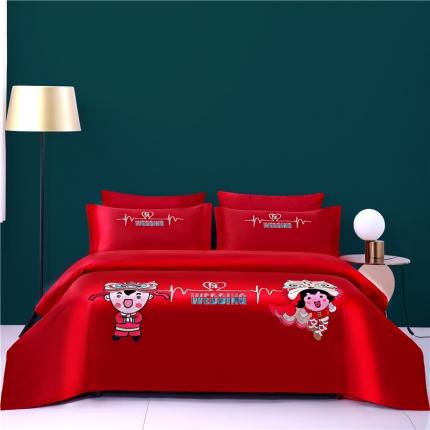 91家纺网 家纺一手货源 找家纺 （总）玉雅家纺 2025新款婚庆亲肤棉刺绣四件套