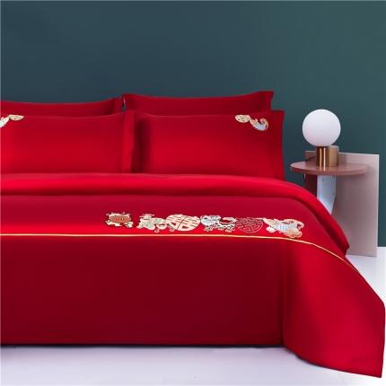 91家纺网 家纺一手货源 找家纺 （总）玉雅家纺 2025新款婚庆亲肤棉刺绣四件套