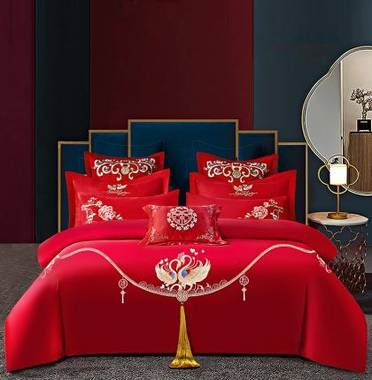 91家纺网 家纺一手货源 找家纺 （总）玉雅家纺 2025新款婚庆亲肤棉刺绣四件套