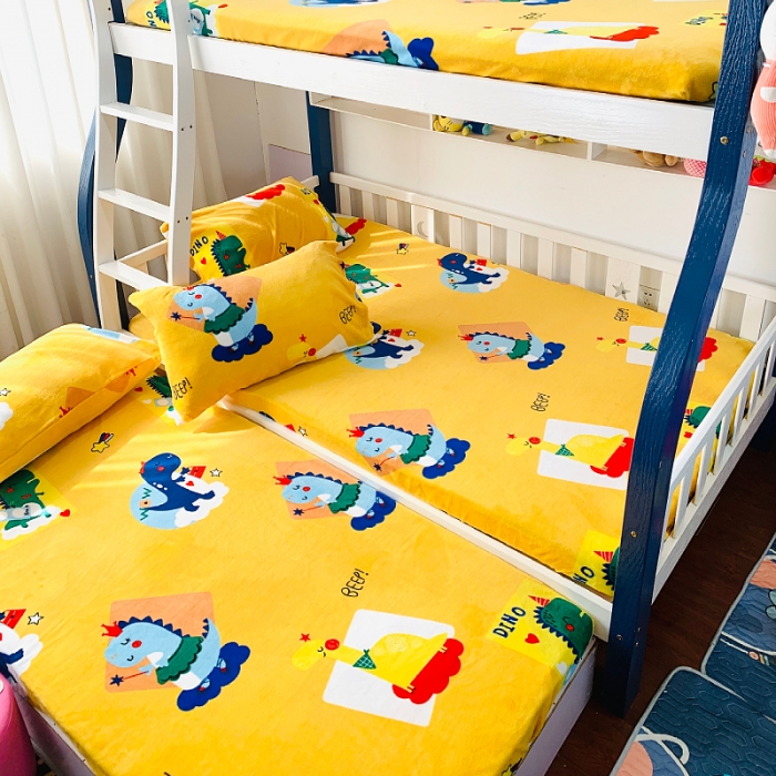 91家纺网 家纺一手货源 找家纺 小虾米 2022新款加厚牛奶绒单品床笠单件套三件套可爱龙