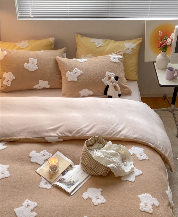 91家纺网 家纺一手货源 找家纺 （总）棉眠 2022新款牛奶绒四件套冬日熊熊系列