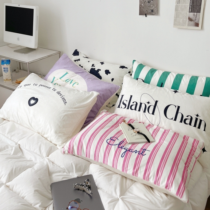 91家纺网 家纺一手货源 找家纺 （总）圆岛家纺 2022新款ins风混搭牛奶绒枕套单品