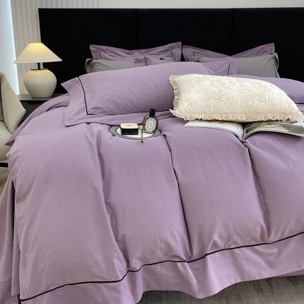 我宅家纺 2022新款全棉100支纯色磨毛四件套 风信紫