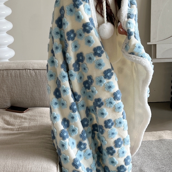 91家纺网 家纺一手货源 找家纺 圆岛 2022新款ins风混搭牛奶绒枕套单品 风格二 蓝楹