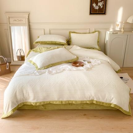 91家纺网 家纺一手货源 找家纺 总 圆岛 2022新款四色入3D雕花牛奶绒保暖四件套 风格二