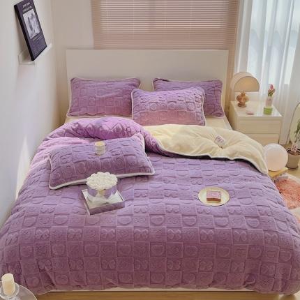 91家纺网 家纺一手货源 找家纺 （总）顾里 2022新款立体提花塔芙绒四件套