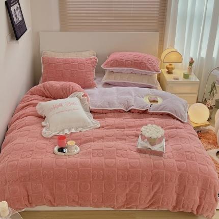 91家纺网 家纺一手货源 找家纺 （总）顾里 2022新款立体提花塔芙绒四件套